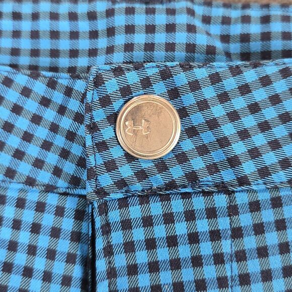 Under Armour Shorts Mens 36 Blue Black Gingham Check Golf Performance Casual - Picture 5 of 11